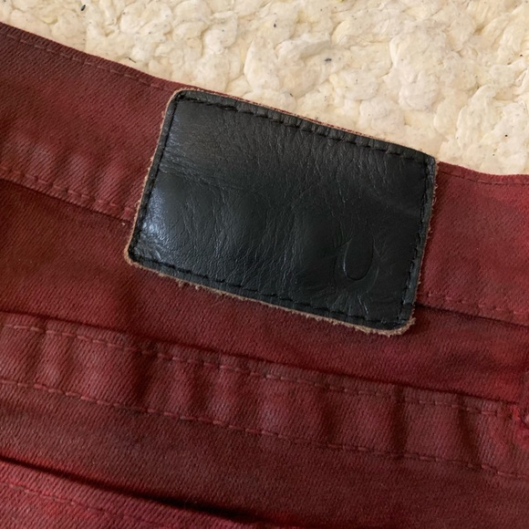 True Religion Halle Crimson Red Maroon Wine Coated Super Skinny Jeans Womens 30 - Picture 5 of 9